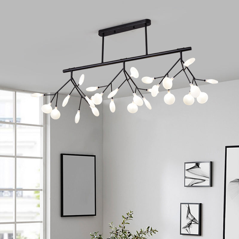 Metal Linear Island Light Fixture Modernist LED Pendant Lamp with Branching Design Black C Clearhalo 'Ceiling Lights' 'Island Lights' Lighting' 2026496