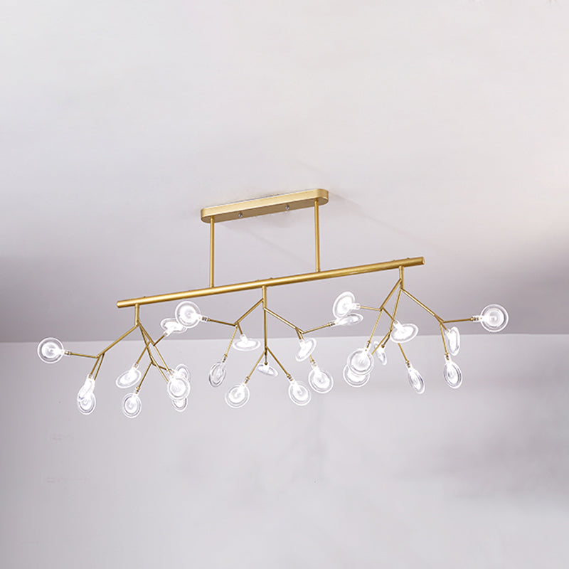 Metal Linear Island Light Fixture Modernist LED Pendant Lamp with Branching Design Gold A Clearhalo 'Ceiling Lights' 'Island Lights' Lighting' 2026498