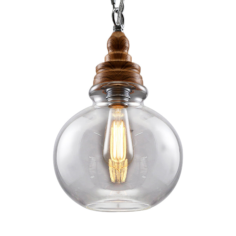 Globe/Bowl/Cone Clear Glass Pendant Lighting Modernist 1 Light Brown Ceiling Lamp Kit with Chain for Restaurant Clearhalo 'Ceiling Lights' 'Glass shade' 'Glass' 'Modern Pendants' 'Modern' 'Pendant Lights' 'Pendants' Lighting' 202650