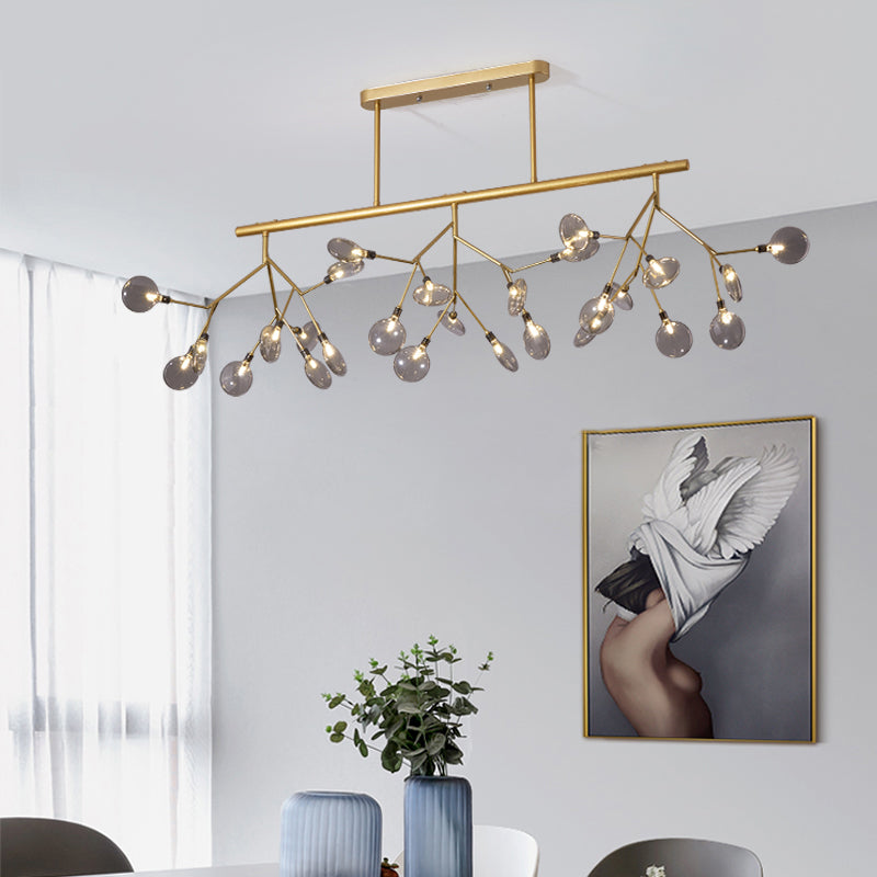 Metal Linear Island Light Fixture Modernist LED Pendant Lamp with Branching Design Gold D Clearhalo 'Ceiling Lights' 'Island Lights' Lighting' 2026503