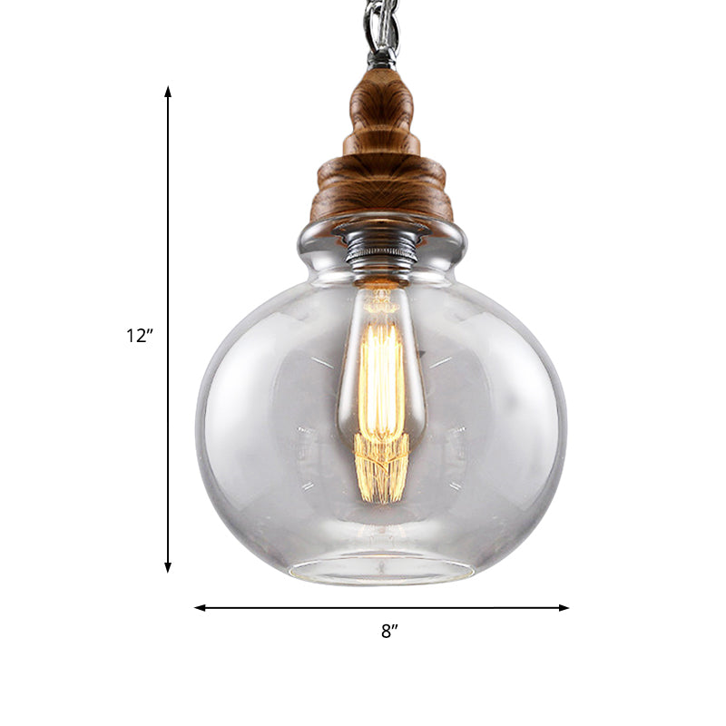 Globe/Bowl/Cone Clear Glass Pendant Lighting Modernist 1 Light Brown Ceiling Lamp Kit with Chain for Restaurant Clearhalo 'Ceiling Lights' 'Glass shade' 'Glass' 'Modern Pendants' 'Modern' 'Pendant Lights' 'Pendants' Lighting' 202651