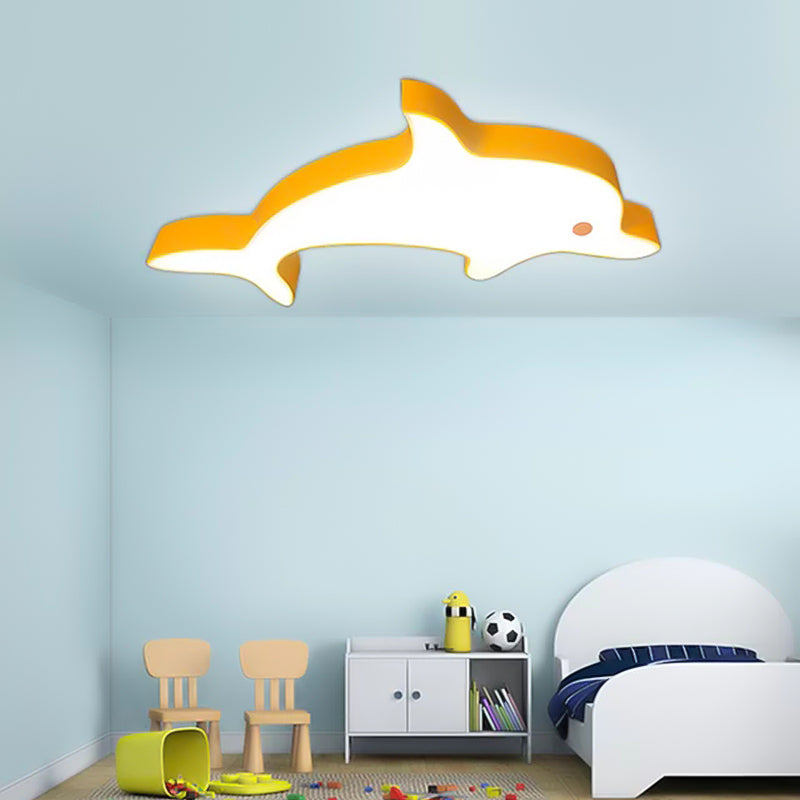 Animal Dolphin LED Flush Mount Light Acrylic Metal Ceiling Lamp for Child Bedroom Clearhalo 'Ceiling Lights' 'Close To Ceiling Lights' 'Close to ceiling' 'Flush mount' Lighting' 202763