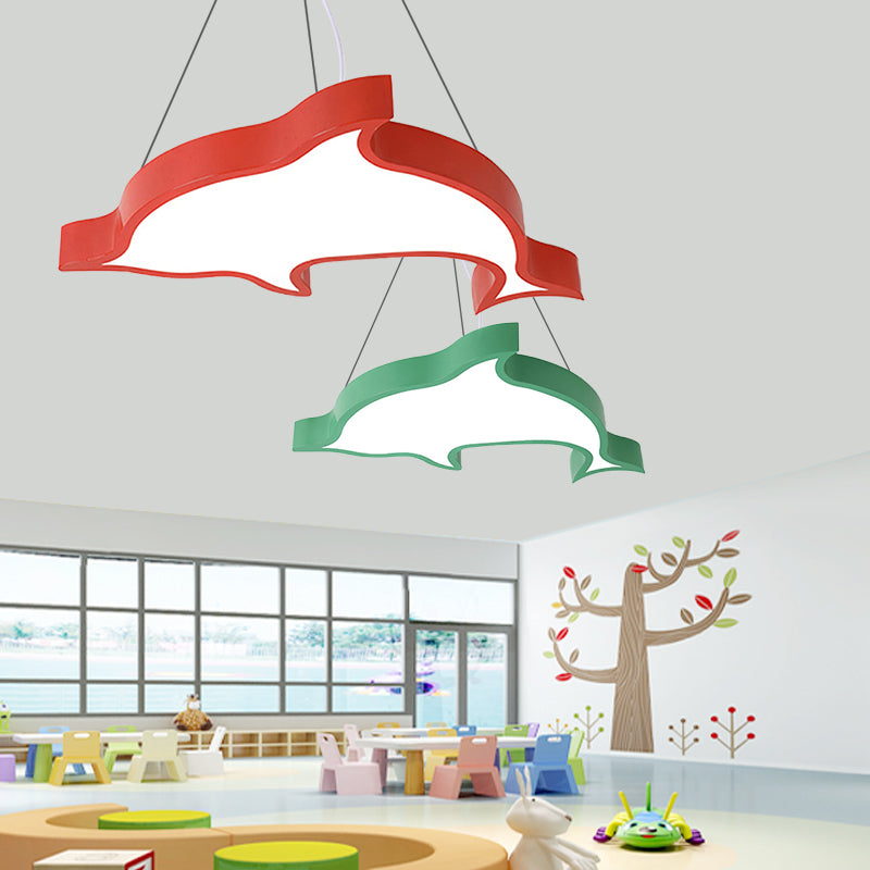 Cartoon Dolphin Pendant Light Acrylic Candy Colored LED Ceiling Pendant for Hallway Clearhalo 'Ceiling Lights' 'Pendant Lights' 'Pendants' Lighting' 202783