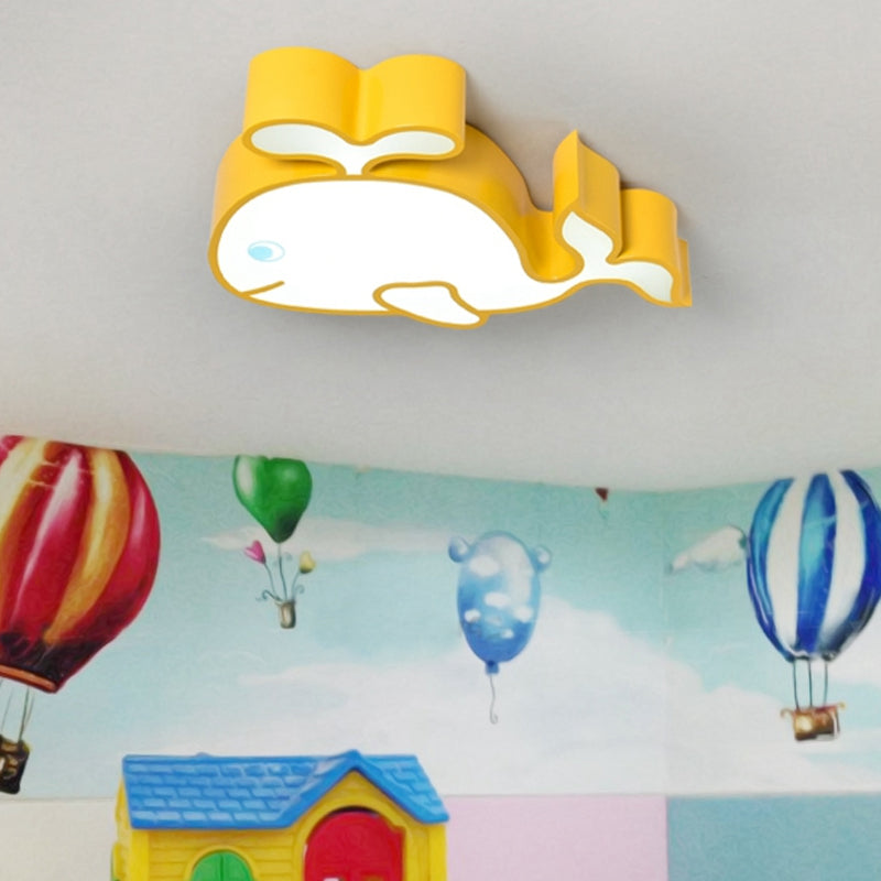 Baby Whale Ceiling Light Cartoon Acrylic LED Flush Mount Light for Kindergarten Yellow Clearhalo 'Ceiling Lights' 'Close To Ceiling Lights' 'Close to ceiling' 'Flush mount' Lighting' 202818