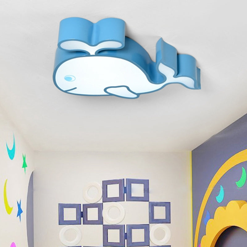 Baby Whale Ceiling Light Cartoon Acrylic LED Flush Mount Light for Kindergarten Blue Clearhalo 'Ceiling Lights' 'Close To Ceiling Lights' 'Close to ceiling' 'Flush mount' Lighting' 202821