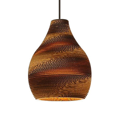 Paper Dome Shade Hanging Lamp Asian Style 1 Bulb Ceiling Drop Light in Brown for Restaurant, 10"/14"/16"/22"in Diameter Clearhalo 'Ceiling Lights' 'Modern Pendants' 'Modern' 'Pendant Lights' 'Pendants' Lighting' 202836