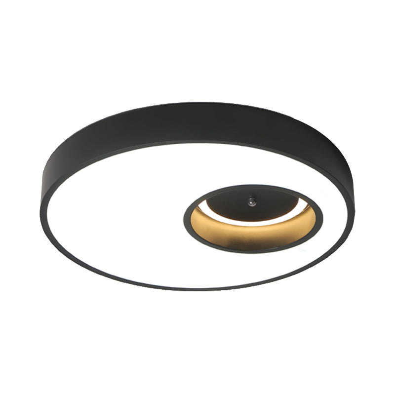 Black/White Round Shade Ceiling Flush Light Contemporary Acrylic Warm/White Lighting LED Bedroom Ceiling Light, 18"/23.5" Wide Clearhalo 'Ceiling Lights' 'Close To Ceiling Lights' 'Close to ceiling' 'Flush mount' Lighting' 202891