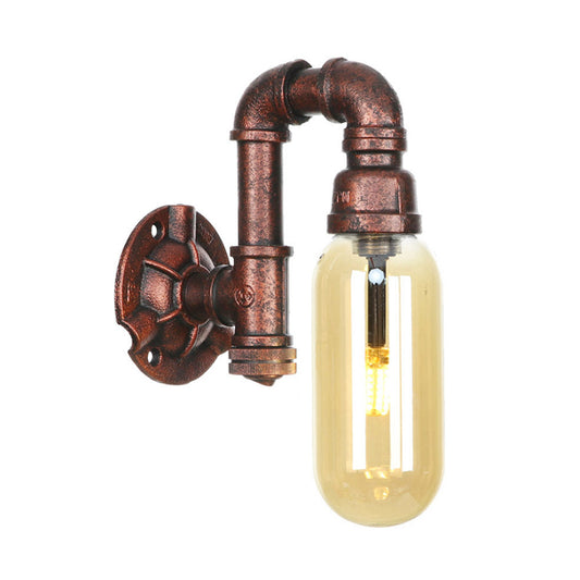 1 Light Amber Glass Wall Lamp Industrial Weathered Copper Oval Shade Bedroom Sconce Light Fixture, 9.5"/10"/12" H Clearhalo 'Art deco wall lights' 'Cast Iron' 'Glass' 'Industrial wall lights' 'Industrial' 'Middle century wall lights' 'Modern' 'Rustic wall lights' 'Tiffany' 'Traditional wall lights' 'Wall Lamps & Sconces' 'Wall Lights' Lighting' 202898