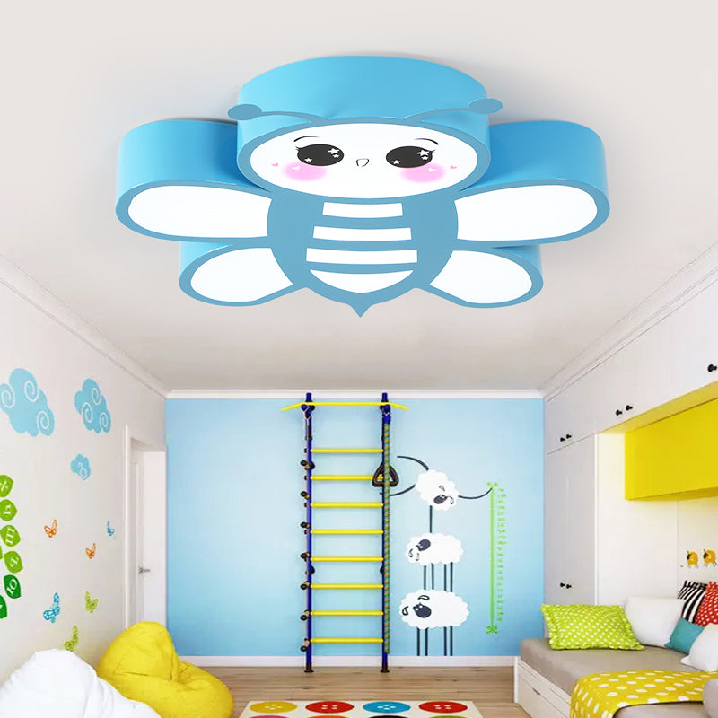 Cartoon Blue Flush Mount Light Bee Metal LED Ceiling Light for Game Room Kindergarten Clearhalo 'Ceiling Lights' 'Close To Ceiling Lights' 'Close to ceiling' 'Flush mount' Lighting' 202956