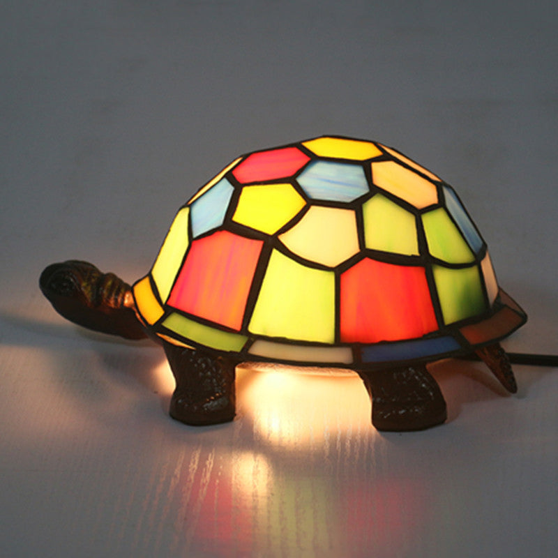 1 Bulb Turtle Shaped Table Lamp Baroque Stained Art Glass Night Light for Children Bedroom Clearhalo 'Lamps' 'Table Lamps' Lighting' 2029694