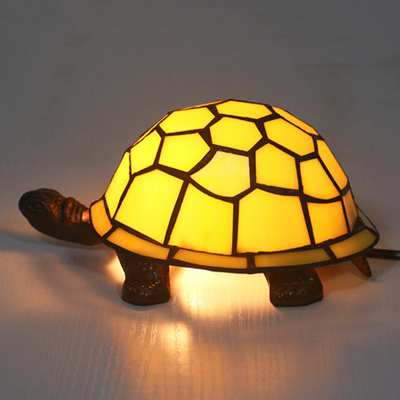 1 Bulb Turtle Shaped Table Lamp Baroque Stained Art Glass Night Light for Children Bedroom Clearhalo 'Lamps' 'Table Lamps' Lighting' 2029696