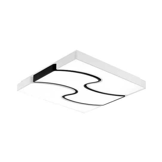 White Squared Flush Mount Fixture Modernist Style LED White Flush Mount Lighting for Living Room, 16.5"/27" Width Clearhalo 'Ceiling Lights' 'Close To Ceiling Lights' 'Close to ceiling' 'Flush mount' Lighting' 202970