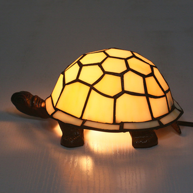 1 Bulb Turtle Shaped Table Lamp Baroque Stained Art Glass Night Light for Children Bedroom White Clearhalo 'Lamps' 'Table Lamps' Lighting' 2029701