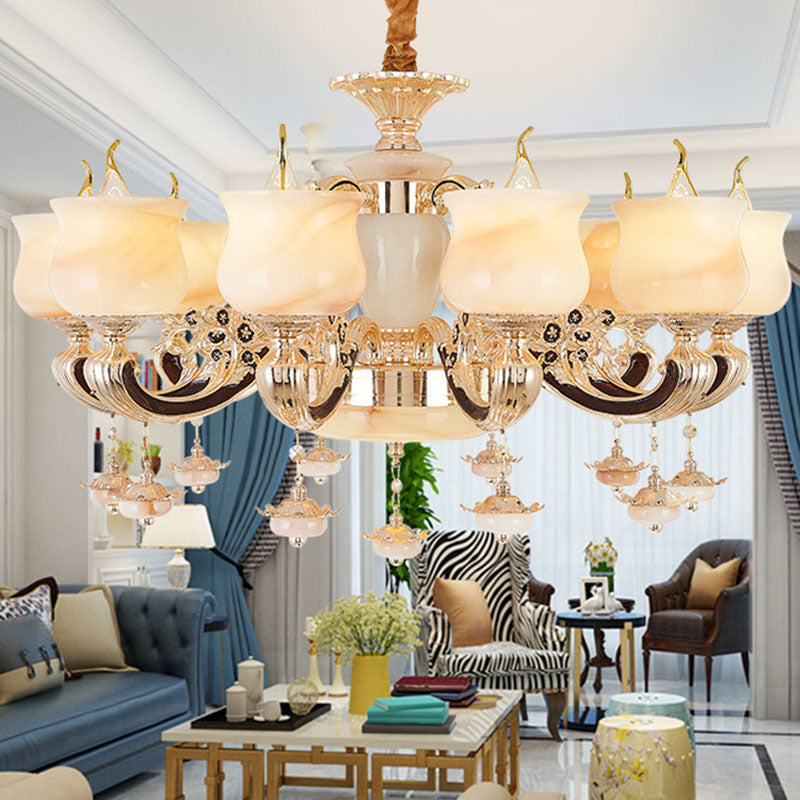 Jade Gold Hanging Lamp Kit Bud Traditional Chandelier Light Fixture with Crystal Accent 10 Gold Clearhalo 'Ceiling Lights' 'Chandeliers' Lighting' options 2030086_c72eb96c-049c-432d-a28a-ab0c097b81a3