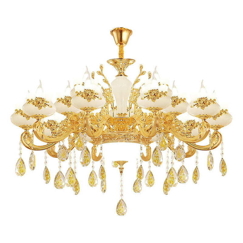 Flowerbud Living Room Ceiling Lamp Faux Jade Simplicity Chandelier Lighting Fixture in Gold Clearhalo 'Ceiling Lights' 'Chandeliers' Lighting' options 2030154