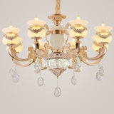 Gold Candle Pendant Chandelier Country Jade Living Room Hanging Lighting with Crystal Accent Clearhalo 'Ceiling Lights' 'Chandeliers' Lighting' options 2030203