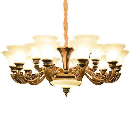 Modernism Pendant Lamp Gold Paneled Bell Hanging Chandelier with Opaline Frosted Glass Shade Clearhalo 'Ceiling Lights' 'Chandeliers' 'Modern Chandeliers' 'Modern' Lighting' 2030571