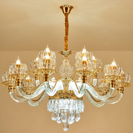 Flower Clear Crystal Pendant Chandelier Contemporary Rose Gold Hanging Ceiling Light for Living Room Clearhalo 'Ceiling Lights' 'Chandeliers' 'Clear' 'Industrial' 'Modern Chandeliers' 'Modern' 'Tiffany' 'Traditional Chandeliers' Lighting' 2030705