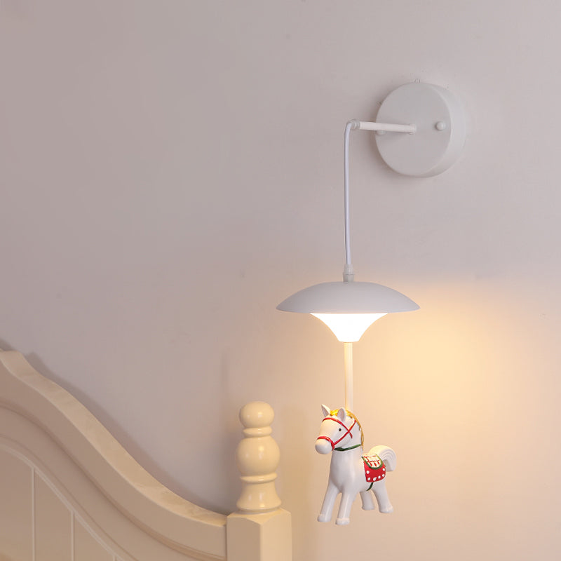 Mushroom Shade Wall Light Kid Acrylic LED White Wall Mounted Light Fixture with Cartoon Decoration White C Clearhalo 'Wall Lamps & Sconces' 'Wall Lights' Lighting' 2030832