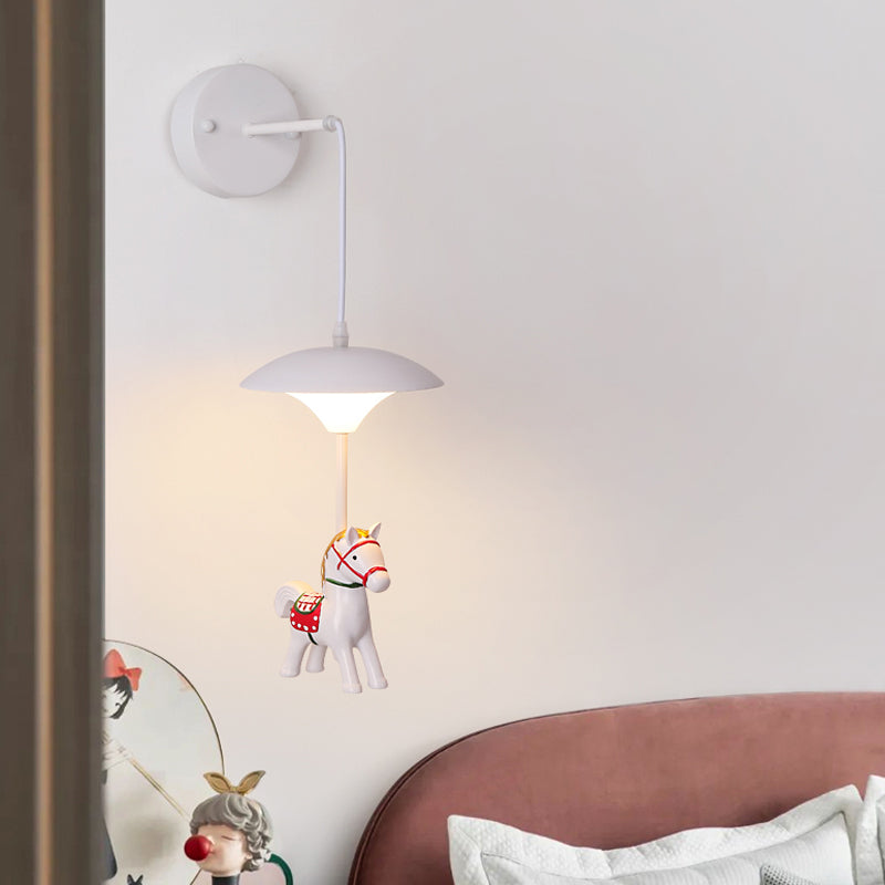 Mushroom Shade Wall Light Kid Acrylic LED White Wall Mounted Light Fixture with Cartoon Decoration Clearhalo 'Wall Lamps & Sconces' 'Wall Lights' Lighting' 2030833