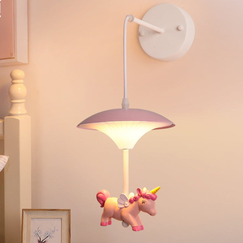 Mushroom Shade Wall Light Kid Acrylic LED White Wall Mounted Light Fixture with Cartoon Decoration White A Clearhalo 'Wall Lamps & Sconces' 'Wall Lights' Lighting' 2030836