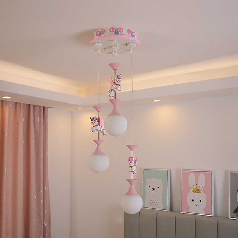 Resin Merry-Go-Round Multi Light Pendant Lighting Creative Drop Pendant with Unicorn Figurine for Bedroom Clearhalo 'Ceiling Lights' 'Pendant Lights' 'Pendants' Lighting' 2030919