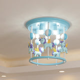 Merry-Go-Round Nursery Flush Ceiling Light Resin 6 Heads Kid Semi Flush Mount Light Fixture Clearhalo 'Ceiling Lights' 'Close To Ceiling Lights' 'Close to ceiling' 'Flush mount' Lighting' 2030980