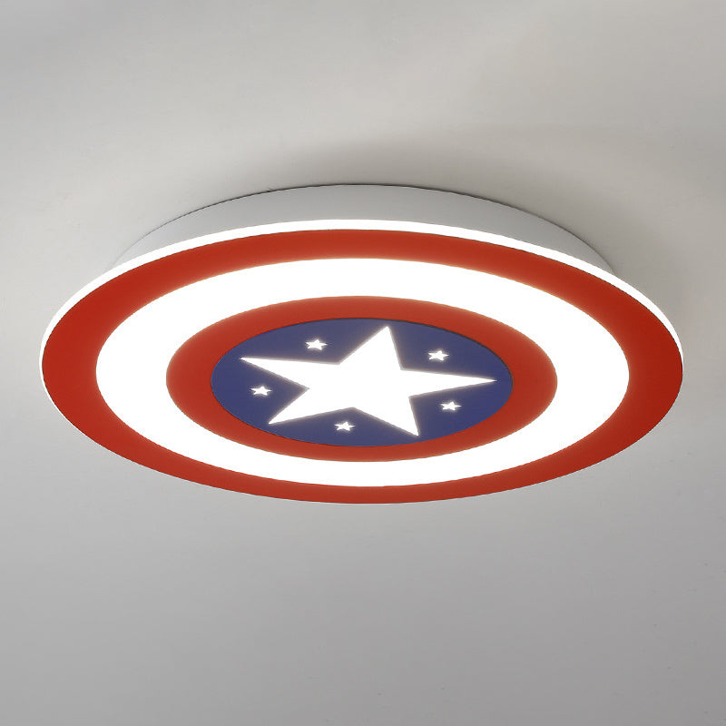 Metal Captain Shield Flush Mount Lamp Kid LED Red and Blue Flush Ceiling Light Fixture Clearhalo 'Ceiling Lights' 'Close To Ceiling Lights' 'Close to ceiling' 'Flush mount' Lighting' 2030993