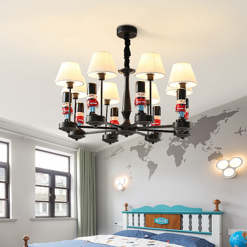 Empire Shade Chandelier Light Cartoon Fabric White Hanging Light with Figurine for Bedroom Clearhalo 'Ceiling Lights' 'Chandeliers' Lighting' options 2031083