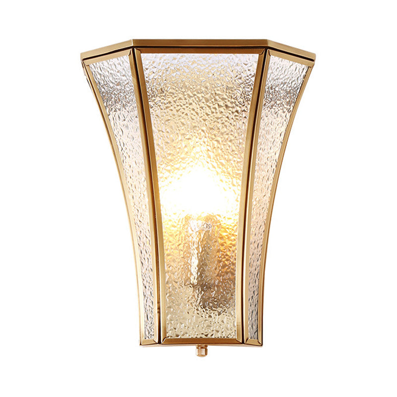 Trumpet Sconce Light Traditionary Textured Glass 1 Head Gold Wall Lamp Fixture for Living Room Clearhalo 'Wall Lamps & Sconces' 'Wall Lights' Lighting' 203115