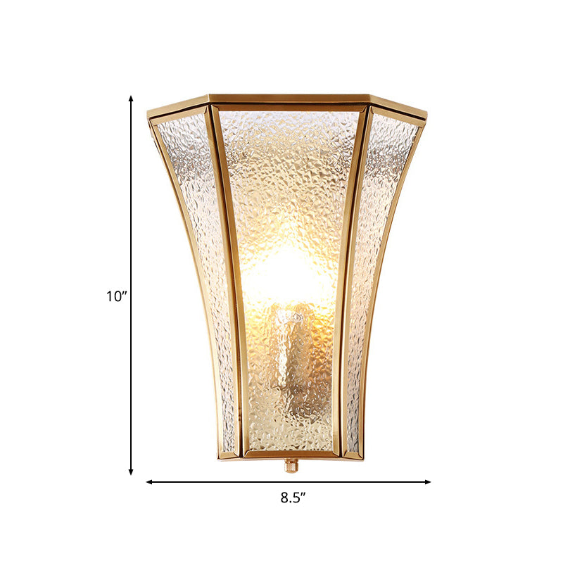 Trumpet Sconce Light Traditionary Textured Glass 1 Head Gold Wall Lamp Fixture for Living Room Clearhalo 'Wall Lamps & Sconces' 'Wall Lights' Lighting' 203116