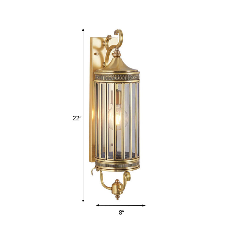 Traditionary Bird Cage Sconce Light Metal 1/3 Heads Wall Lamp Fixture in Gold for Balcony Clearhalo 'Wall Lamps & Sconces' 'Wall Lights' Lighting' 203128