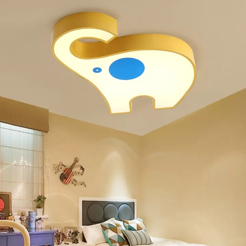 Acrylic Elephant LED Ceiling Mount Light Animal Candy Colored Ceiling Lamp for Kid Bedroom Yellow Clearhalo 'Ceiling Lights' 'Close To Ceiling Lights' 'Close to ceiling' 'Flush mount' Lighting' 203133