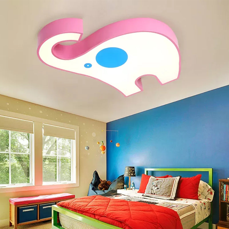 Acrylic Elephant LED Ceiling Mount Light Animal Candy Colored Ceiling Lamp for Kid Bedroom Pink Clearhalo 'Ceiling Lights' 'Close To Ceiling Lights' 'Close to ceiling' 'Flush mount' Lighting' 203139