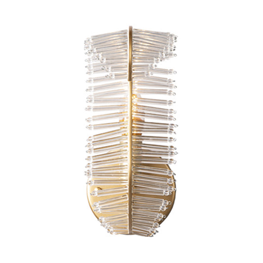 Banana Leaf Crystal Rod Wall Light Fixture Vintage 1/3 Lights Corridor Sconce Light in Gold Clearhalo 'Wall Lamps & Sconces' 'Wall Lights' Lighting' 203160