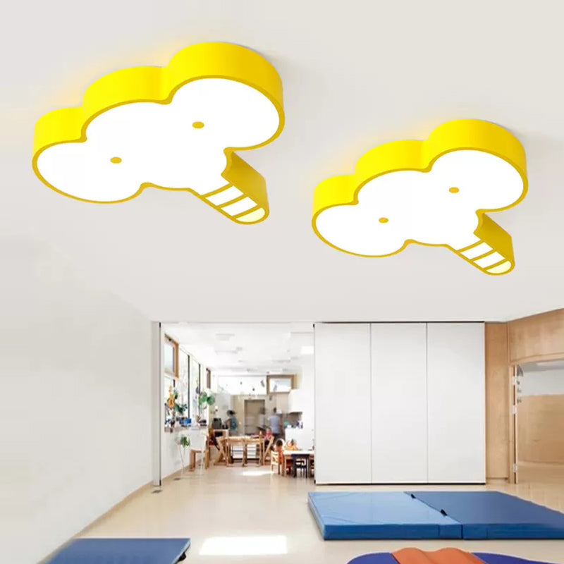 Animal Elephant Face Ceiling Fixture Acrylic Yellow LED Flush Ceiling Light for Kitchen Yellow Clearhalo 'Ceiling Lights' 'Close To Ceiling Lights' 'Close to ceiling' 'Flush mount' Lighting' 203167