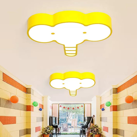 Animal Elephant Face Ceiling Fixture Acrylic Yellow LED Flush Ceiling Light for Kitchen Clearhalo 'Ceiling Lights' 'Close To Ceiling Lights' 'Close to ceiling' 'Flush mount' Lighting' 203168