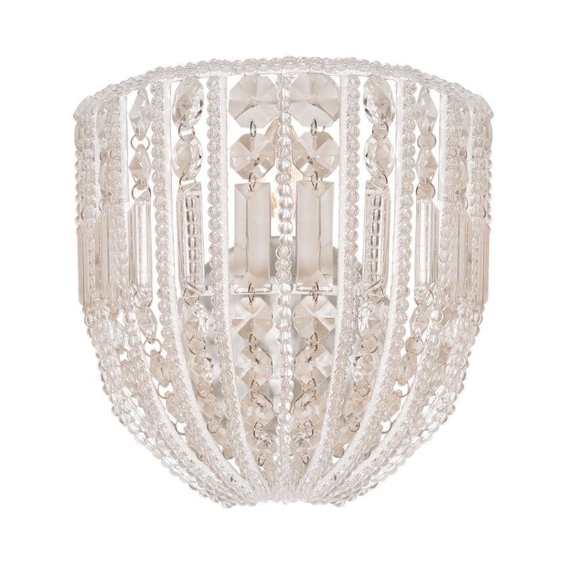 Elongated Dome Clear Crystal Wall Mounted Light Traditional 1 Light Living Room Sconce Light Clearhalo 'Wall Lamps & Sconces' 'Wall Lights' Lighting' 203193