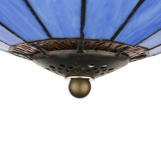 10"/12"/16"/19.5" W Bedroom Ceiling Lights Tiffany Dome Flush Mount Light Fixture in Blue with Jewel Decoration Clearhalo 'Ceiling Lights' 'Close To Ceiling Lights' 'Close to ceiling' 'Glass shade' 'Glass' 'Semi-flushmount' 'Tiffany close to ceiling' 'Tiffany' Lighting' 20325