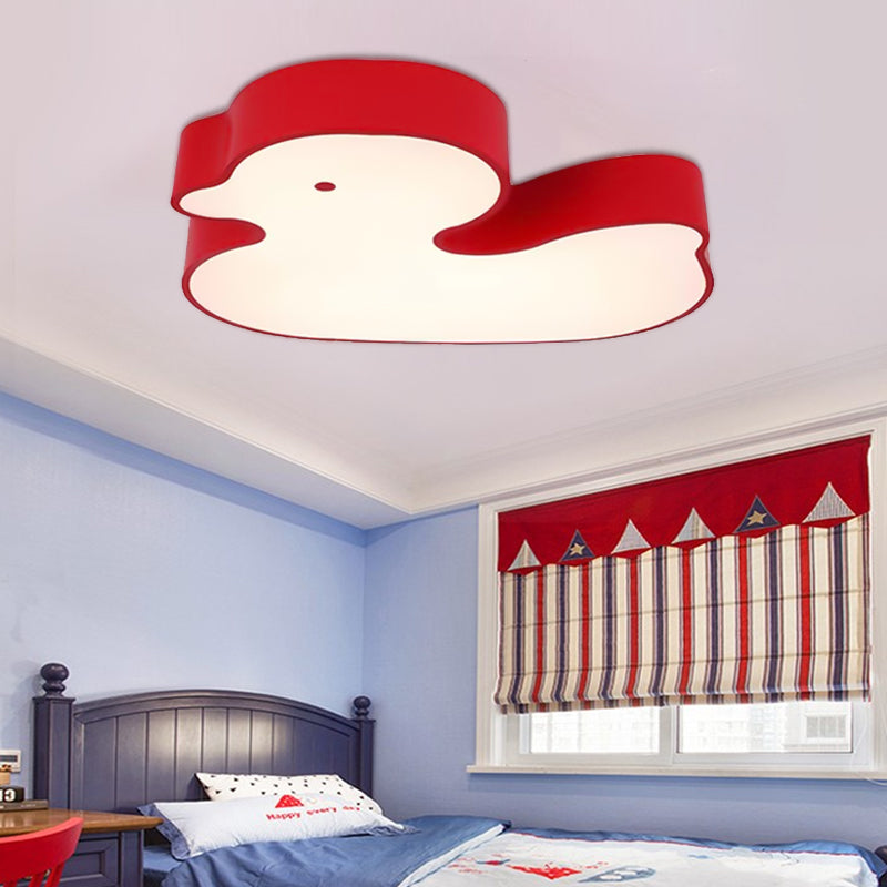 Baby Duck LED Flush Ceiling Light Animal Metal Ceiling Fixture for Child Bedroom Red Clearhalo 'Ceiling Lights' 'Close To Ceiling Lights' 'Close to ceiling' 'Flush mount' Lighting' 203296