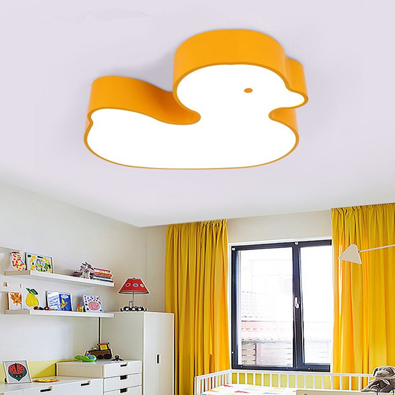 Baby Duck LED Flush Ceiling Light Animal Metal Ceiling Fixture for Child Bedroom Yellow Clearhalo 'Ceiling Lights' 'Close To Ceiling Lights' 'Close to ceiling' 'Flush mount' Lighting' 203301