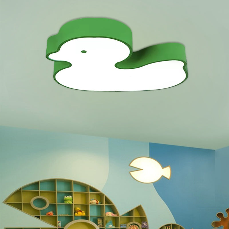 Baby Duck LED Flush Ceiling Light Animal Metal Ceiling Fixture for Child Bedroom Green Clearhalo 'Ceiling Lights' 'Close To Ceiling Lights' 'Close to ceiling' 'Flush mount' Lighting' 203305