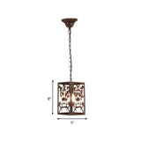 Rust Pumpkin/Snow/Branch Pendant Ceiling Light Traditional Metal 1 Light Living Room Hanging Lamp with Cage Clearhalo 'Ceiling Lights' 'Pendant Lights' 'Pendants' Lighting' 203310