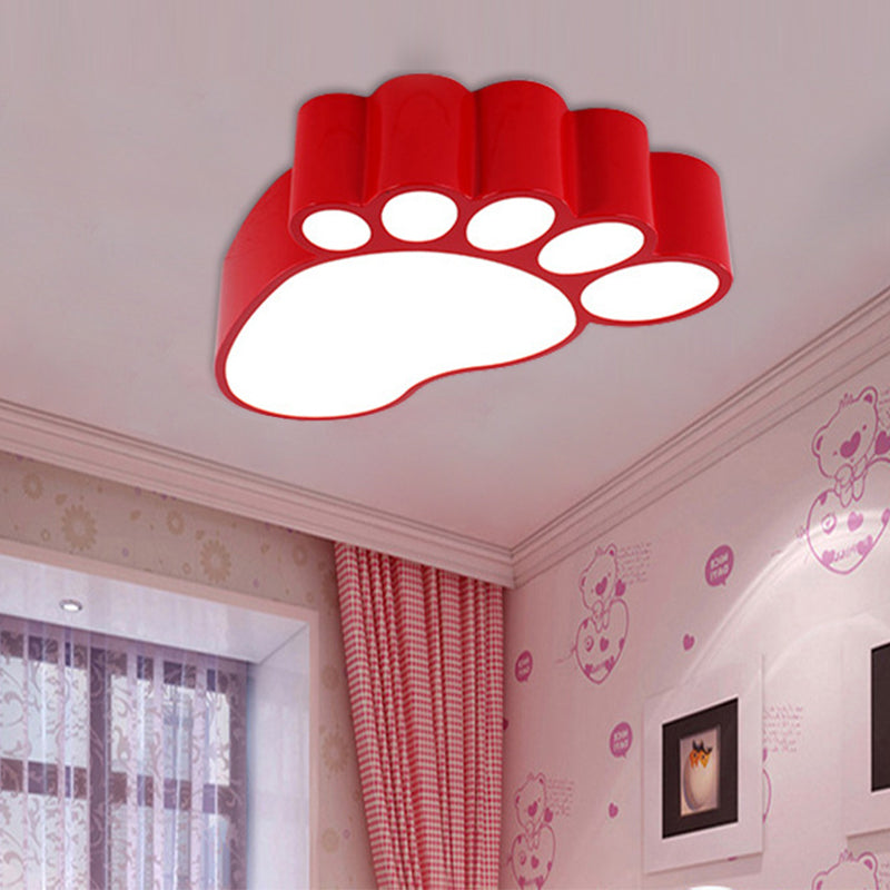 Metal Baby Foot Ceiling Lamp Kindergarten Modern Cute LED Ceiling Mount Light Red Clearhalo 'Ceiling Lights' 'Close To Ceiling Lights' 'Close to ceiling' 'Flush mount' Lighting' 203381