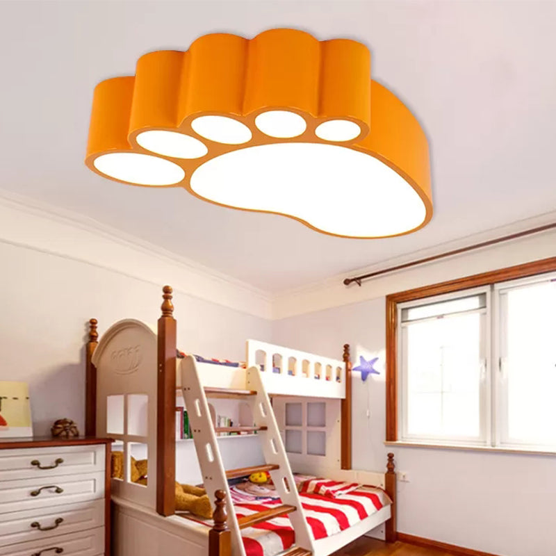 Metal Baby Foot Ceiling Lamp Kindergarten Modern Cute LED Ceiling Mount Light Orange Clearhalo 'Ceiling Lights' 'Close To Ceiling Lights' 'Close to ceiling' 'Flush mount' Lighting' 203386