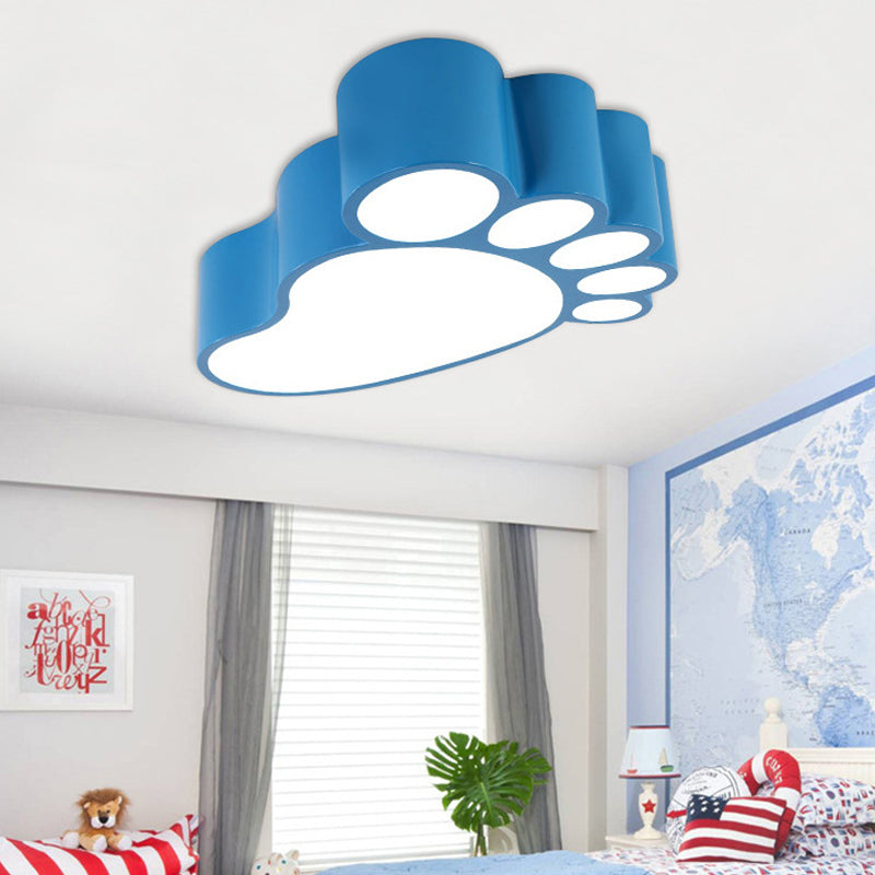 Metal Baby Foot Ceiling Lamp Kindergarten Modern Cute LED Ceiling Mount Light Blue Clearhalo 'Ceiling Lights' 'Close To Ceiling Lights' 'Close to ceiling' 'Flush mount' Lighting' 203388