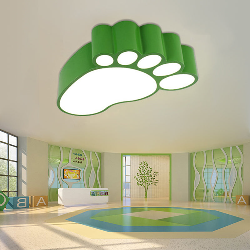 Metal Baby Foot Ceiling Lamp Kindergarten Modern Cute LED Ceiling Mount Light Green Clearhalo 'Ceiling Lights' 'Close To Ceiling Lights' 'Close to ceiling' 'Flush mount' Lighting' 203390