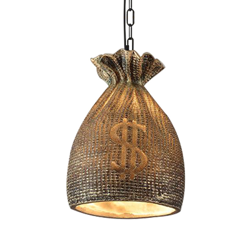 Money Bag Dining Room Hanging Light Kit Vintage Style Resin 1 Light Gold Pendant Lighting Clearhalo 'Ceiling Lights' 'Pendant Lights' 'Pendants' Lighting' 203472