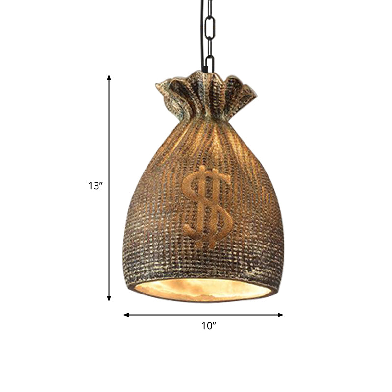 Money Bag Dining Room Hanging Light Kit Vintage Style Resin 1 Light Gold Pendant Lighting Clearhalo 'Ceiling Lights' 'Pendant Lights' 'Pendants' Lighting' 203473