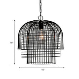 Black Wire Cage Pendant Light Vintage Metal 1 Light Living Room Hanging Ceiling Light Clearhalo 'Ceiling Lights' 'Pendant Lights' 'Pendants' Lighting' 203477